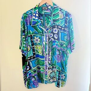 Bob Mackie Wearable Art Women’s 100% Silk Novelty Button Down Shirt